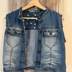 Dollhouse Denim Vest with White Dots